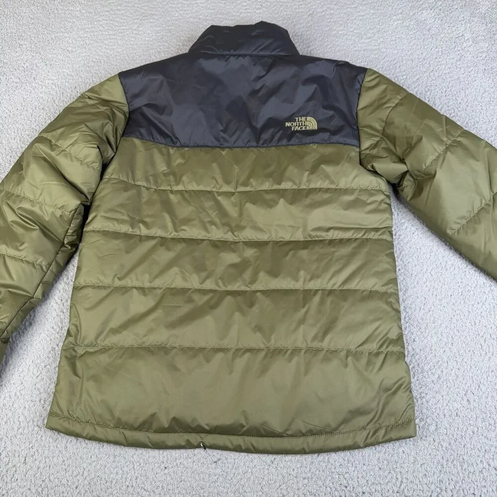 THE NORTH FACE Puffer Jacket Men Small Burnt Olive Green Everyday Insulated Logo